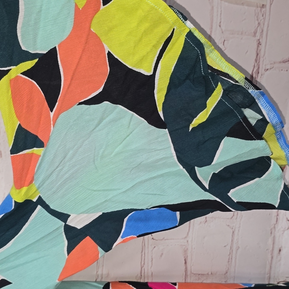Anne Cole Multicolor Leaf Print Tropical Hawaiian Swimsuit Cover Womens Size M - Picture 4 of 11
